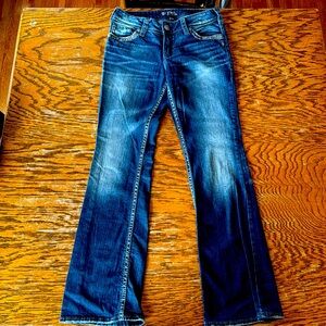 Silver Jeans SUKI Mid Boot Embelished Blue Jeans 29 x 33